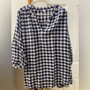 Navy/white gingham blouse. 2X plus. $22
